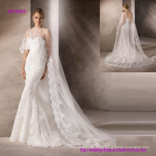 Красивая Русалка свадебное платье с декольте в чудесный вышитый тюль